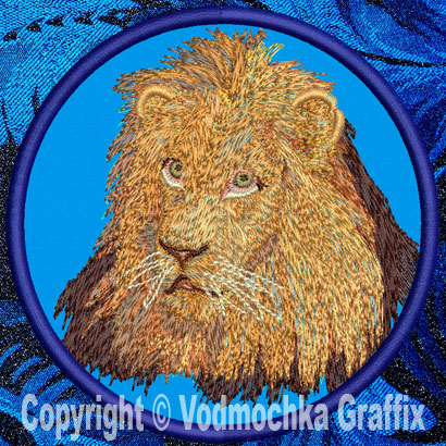 Lion HD Portrait #1 - 4" Embroidery Patch - Click Image to Close