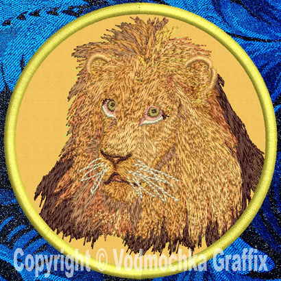 Lion HD Portrait #1 - 8" Extra Large Embroidery Patch - Click Image to Close