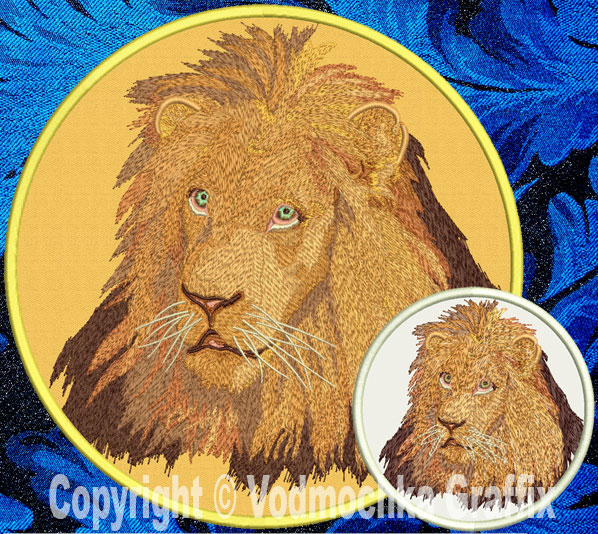 Lion HD Portrait #1 - 4" Embroidery Patch - Click Image to Close