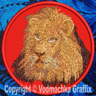 Lion HD Portrait #1 - 6" Large Embroidery Patch - Click Image to Close