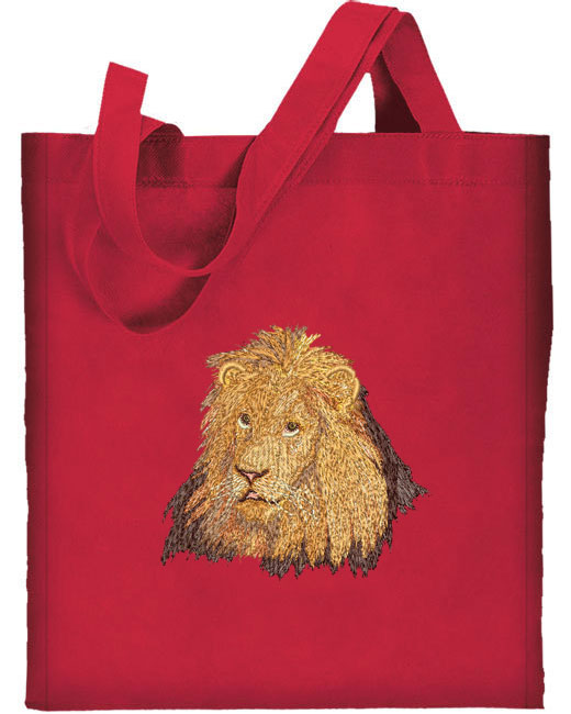 Lion HD Portrait #1 Embroidered Tote Bag #1 - Click Image to Close