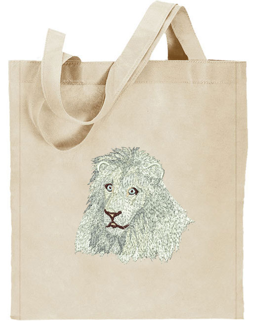 Lion HD Portrait #2 - White Lion Embroidered Tote Bag #1 - Click Image to Close
