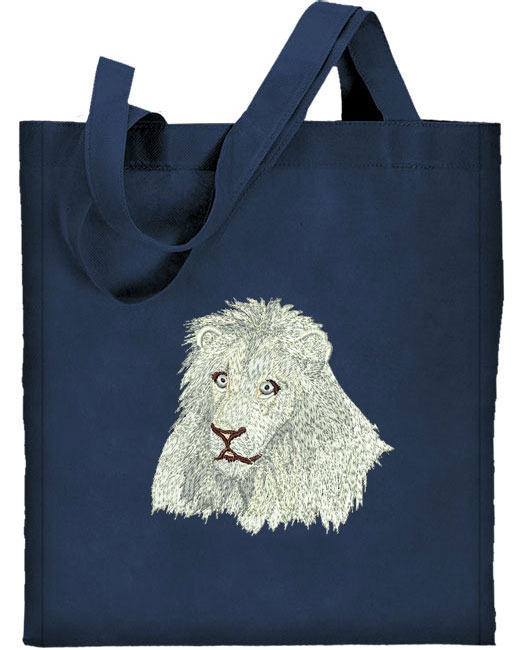 Lion HD Portrait #2 - White Lion Embroidered Tote Bag #1 - Click Image to Close