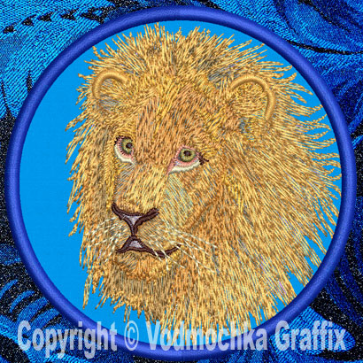 Lion HD Portrait #3 - 8" Extra Large Embroidery Patch - Click Image to Close