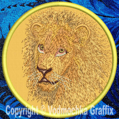 Lion HD Portrait #3 10" Double Extra Embroidery Patch - Click Image to Close