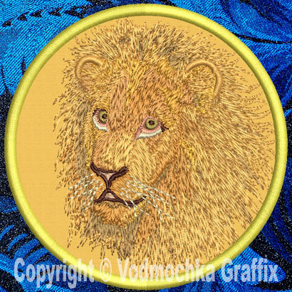 Lion HD Portrait #3 - 4" Embroidery Patch - Click Image to Close