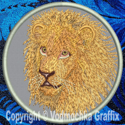 Lion HD Portrait #3 10" Double Extra Embroidery Patch - Click Image to Close