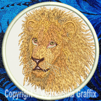 Lion HD Portrait #3 - 4" Embroidery Patch - Click Image to Close