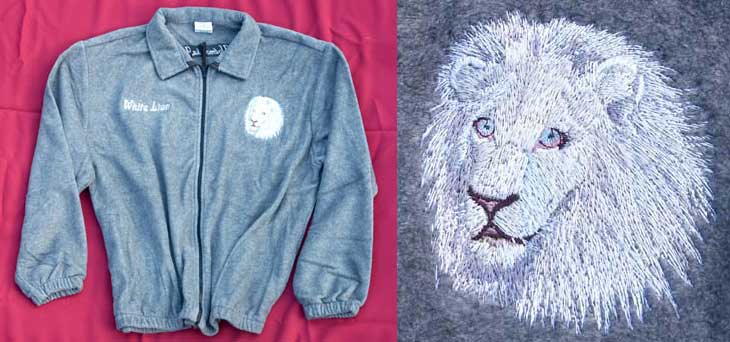 Lion High Definition Portrait #4 - White Lion Fleece Jacket - Click Image to Close