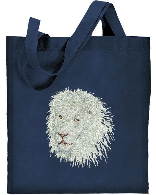 Lion HD Portrait #4 - White Lion Embroidered Tote Bag #1 - Click Image to Close