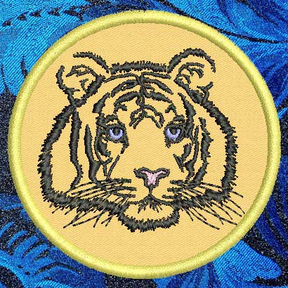 Tiger Portrait #1 - 3" Small Embroidery Patch - Click Image to Close