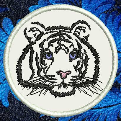 Tiger Portrait #1 - 4" Medium Size Embroidery Patch - Click Image to Close