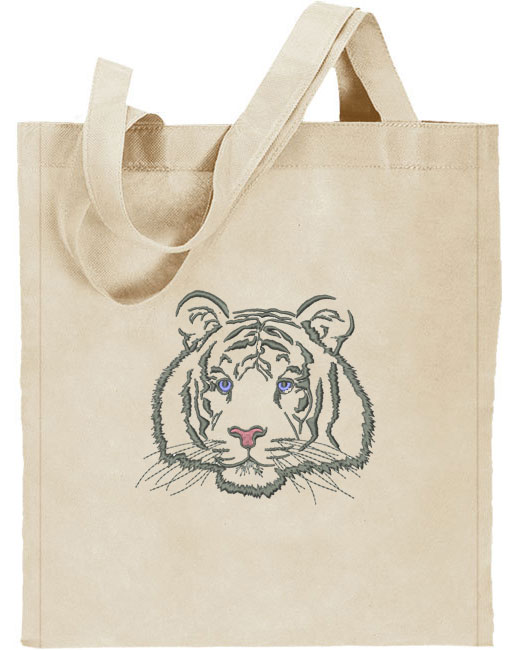 Tiger Portrait #1 Embroidered Tote Bag #1 - Click Image to Close