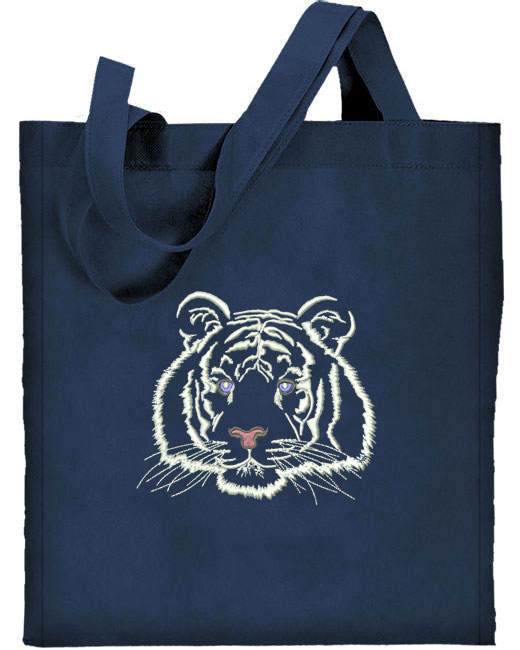 Tiger Portrait #2 - White Tiger Embroidered Tote Bag #1 - Click Image to Close