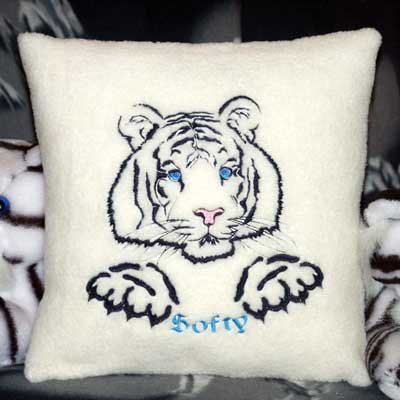 Tiger Portrait #3 Embroidered Pillow - Click Image to Close