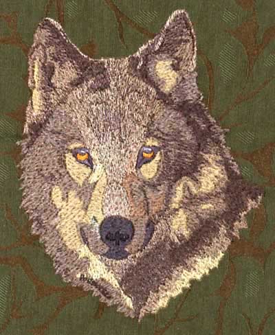 Wolf High Definition Embroidery Portrait #1 on Canvas 9X12 - Click Image to Close