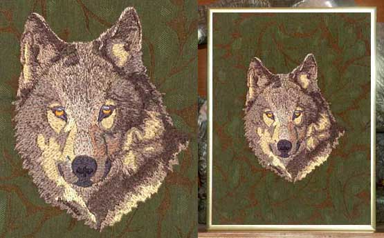 Wolf High Definition Embroidery Portrait #1 on Canvas 9X12 - Click Image to Close