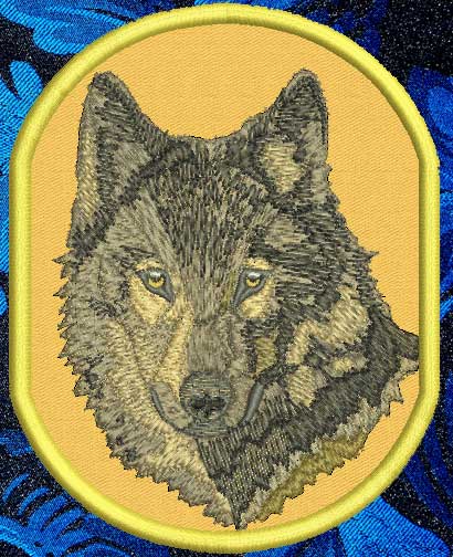 Wolf HD Portrait #1 - 4" Medium Size Embroidery Patch - Click Image to Close