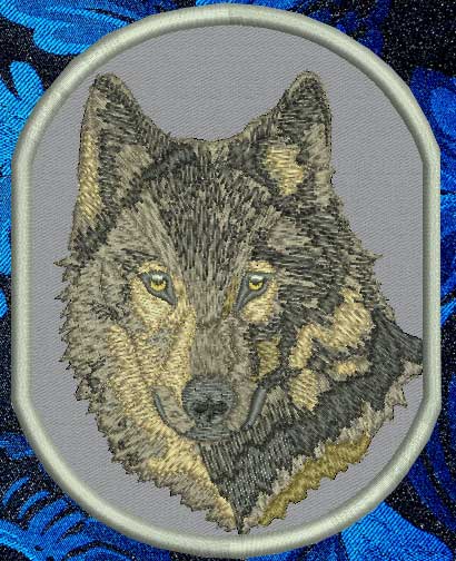 Wolf HD Portrait #1 10" Double Extra Large Embroidery Patch - Click Image to Close