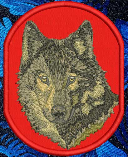 Wolf HD Portrait #1 - 6" Large Embroidery Patch - Click Image to Close