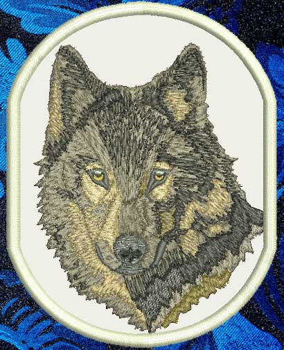 Wolf HD Portrait #1 - 4" Medium Size Embroidery Patch - Click Image to Close