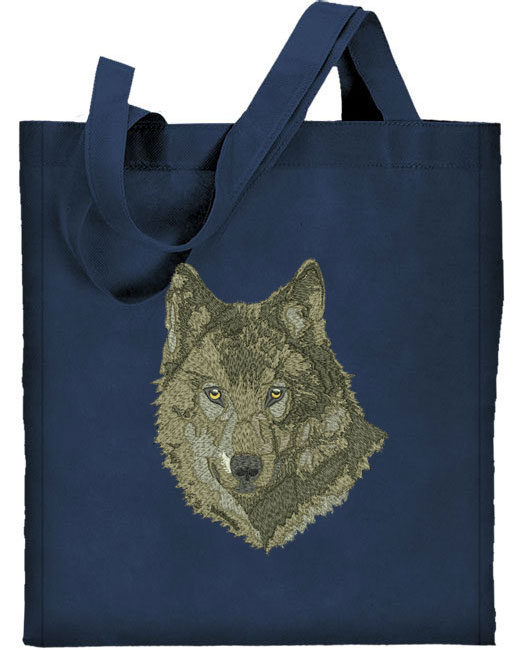 Wolf HD Portrait #1 Embroidered Tote Bag #1 - Click Image to Close