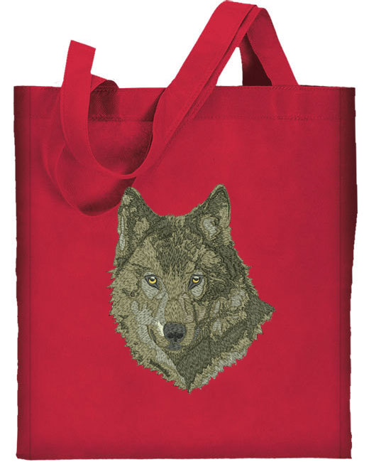 Wolf HD Portrait #1 Embroidered Tote Bag #1 - Click Image to Close