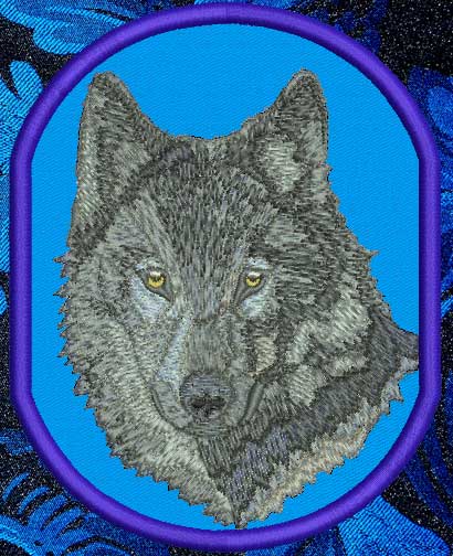 Wolf HD Portrait #2 10" Double Extra Large Embroidery Patch - Click Image to Close