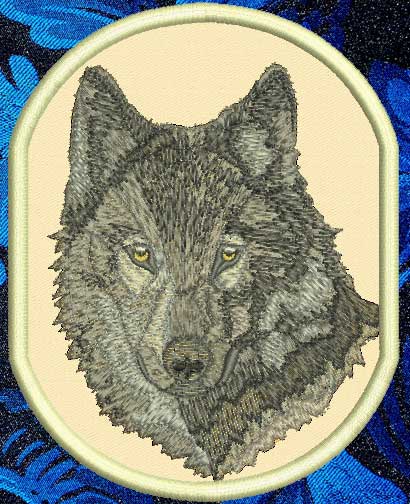 Wolf HD Portrait #2 - 8" Extra Large Embroidery Patch - Click Image to Close