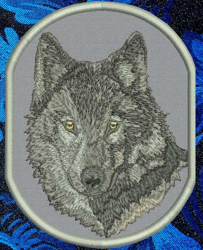 Wolf HD Portrait #2 - 4" Medium Size Embroidery Patch - Click Image to Close