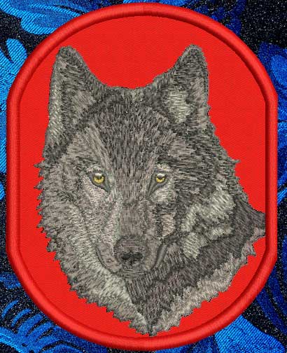 Wolf HD Portrait #2 - 6" Large Embroidery Patch - Click Image to Close