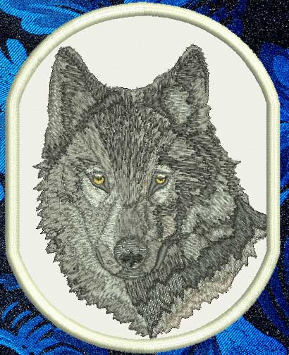 Wolf HD Portrait #2 - 4" Medium Size Embroidery Patch - Click Image to Close