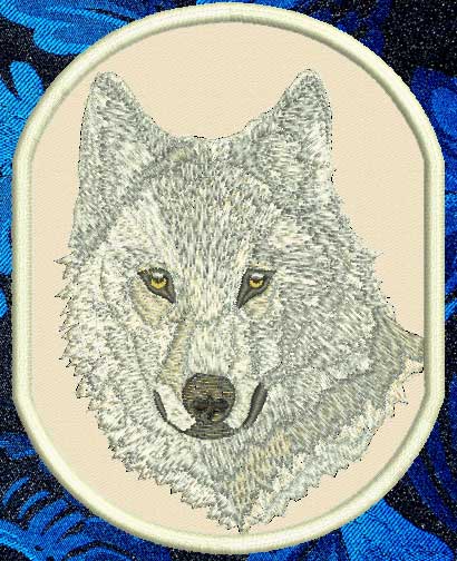 Wolf HD Portrait #3 - 8" Extra Large Embroidery Patch - Click Image to Close