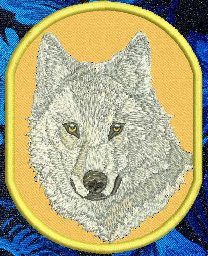 Wolf HD Portrait #3 - 4" Medium Size Embroidery Patch - Click Image to Close