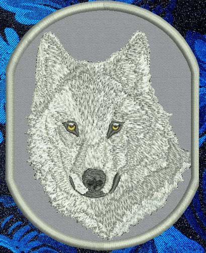 Wolf HD Portrait #3 - 8" Extra Large Embroidery Patch - Click Image to Close