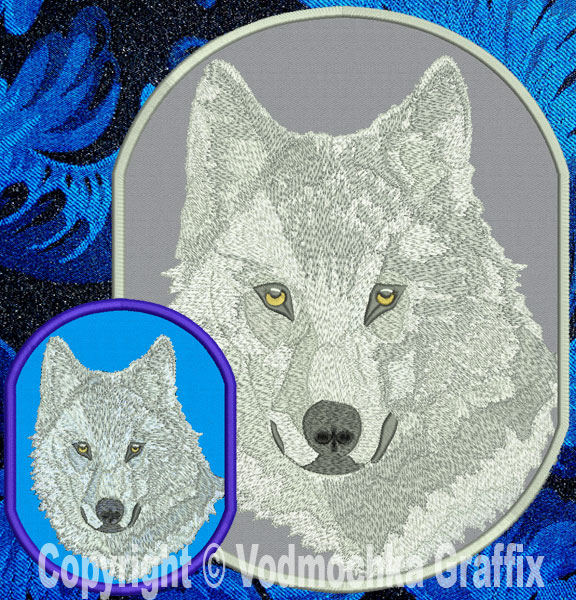 Wolf HD Portrait #3 10" Double Extra Large Embroidery Patch - Click Image to Close