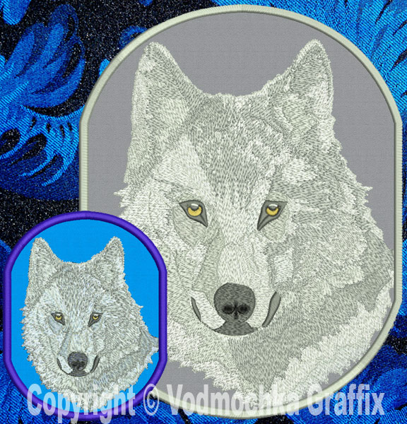 Wolf HD Portrait #3 - 6" Large Embroidery Patch - Click Image to Close