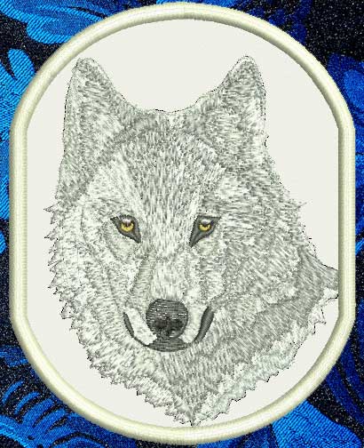 Wolf HD Portrait #3 - 4" Medium Size Embroidery Patch - Click Image to Close