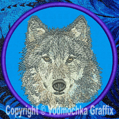 Wolf HD Portrait #4 - 6" Large Embroidery Patch - Click Image to Close