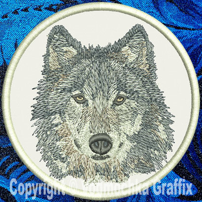Wolf HD Portrait #4 - 4" Medium Size Embroidery Patch - Click Image to Close