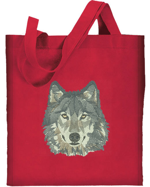 Wolf HD Portrait #4 Embroidered Tote Bag #1 - Click Image to Close