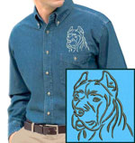 Cane Corso Portrait #1 Embroidered Men's Denim Shirt