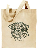 Pug Portrait #1 Embroidered Tote Bag #1