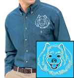 Samoyed Portrait #1 Embroidered Men's Denim Shirt