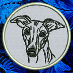 Whippet Portrait #1 - 3" Small Embroidery Patch