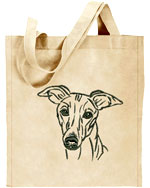Whippet Portrait #1 Embroidered Tote Bag #1