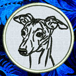 Whippet Portrait #2 - 4" Medium Embroidery Patch
