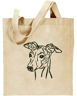 Whippet Portrait #2 Embroidered Tote Bag #1