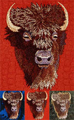 Bison High Definition Embroidery Portrait #1 on Canvas 9X12