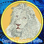Lion HD Portrait #2 - 8" White Lion Embroidery Patch